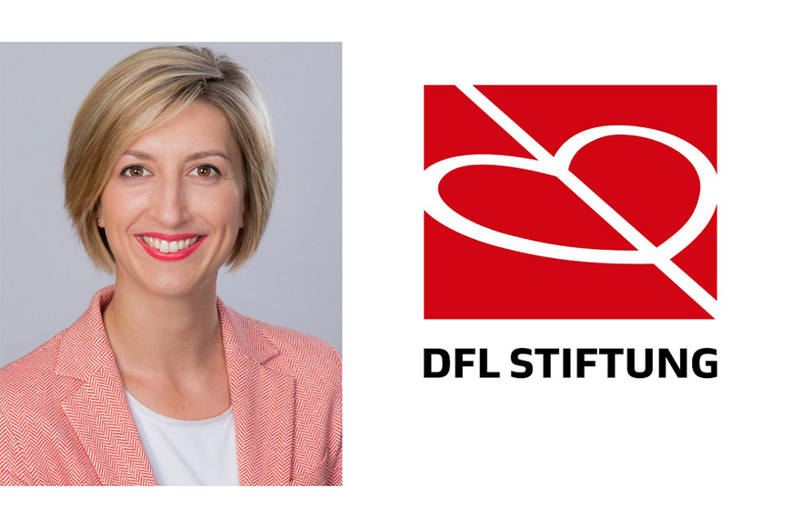 Foto von Franziska Fey und Logo der Bundesliga Stiftung