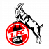 Logo 1. FC Köln Eine Gruppe von Menschen steht in einem Zirkel und diskutiert. Im Hintergrund ist ein Banner mit der Aufschrift "WERDER" zu sehen.